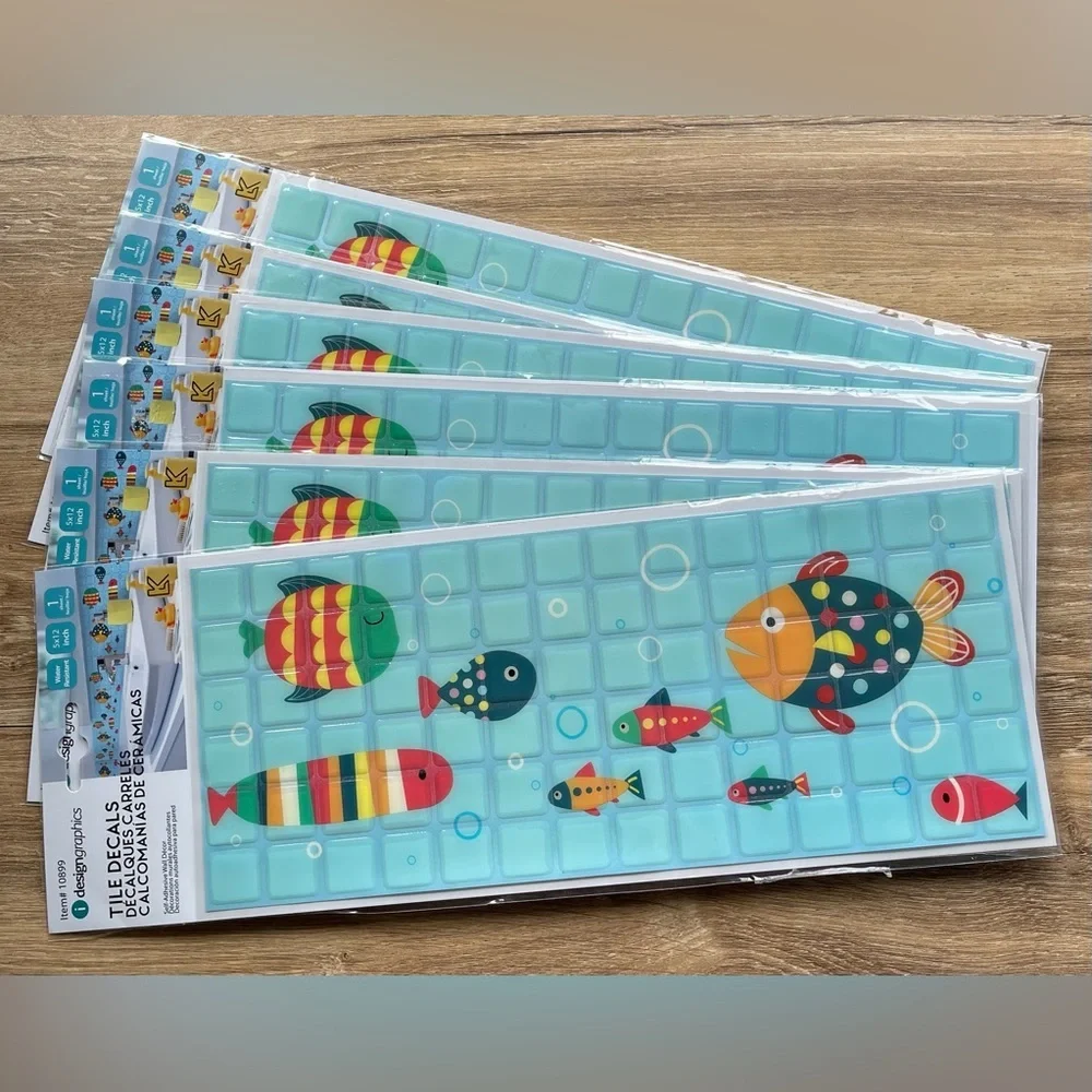 NIP Tropical Fish Self-Adhesive Peel and Stick Border Wall Tiles 12” x 5” 6 Pack
